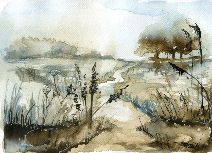 Fototapete nach Maß, Landschaft, Aquarell, 10095, Vavex