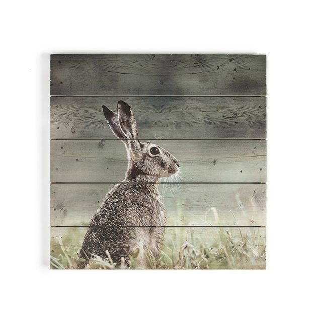 Wood print Hare 102506, Hare Print On Wood, Wall Art