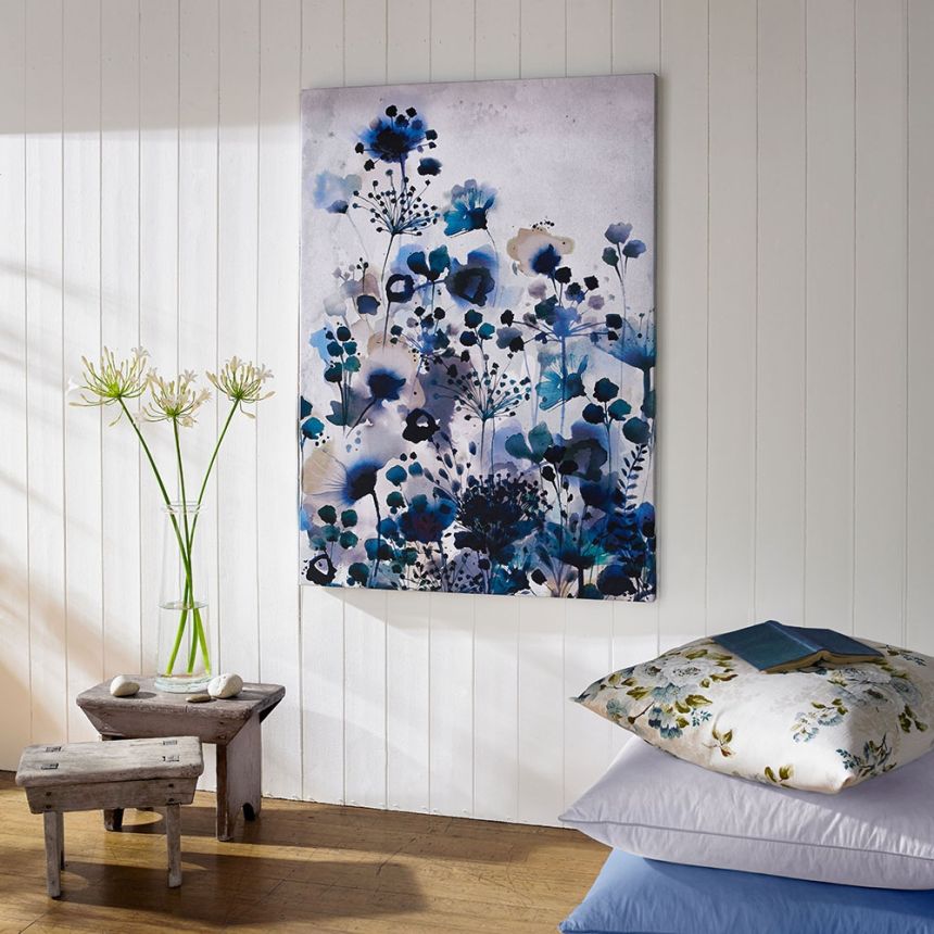 Painting Blue Flowers 42-235, Moody Blue Watercolor, Wall Art, Graham Brown