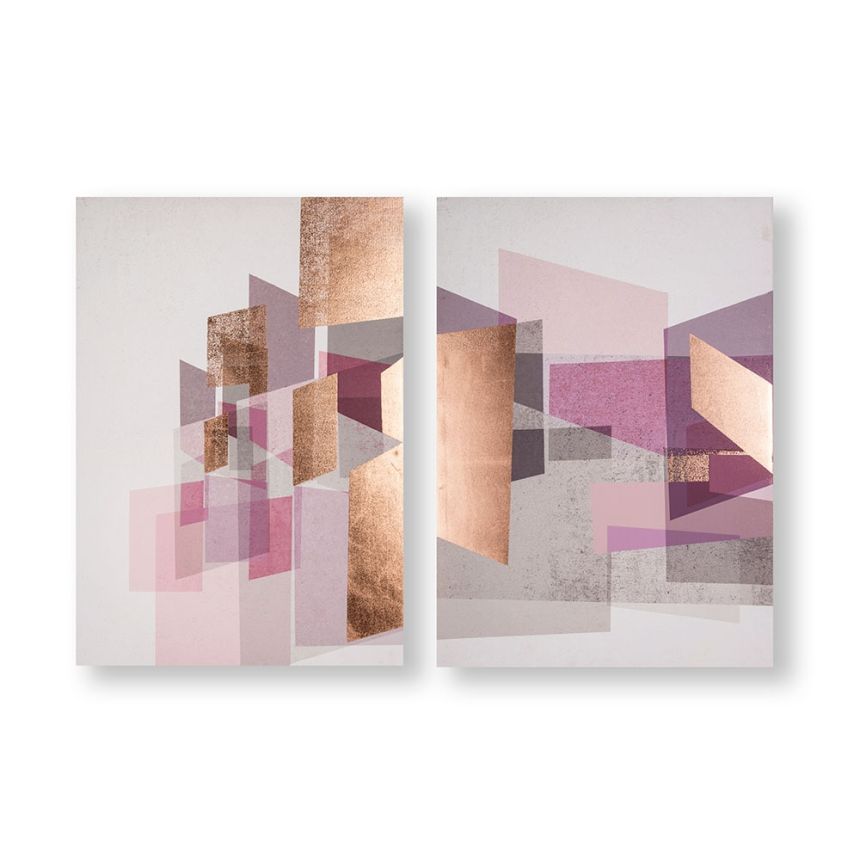 Frameless 2-piece painting 105390, Rose Gold Geos, Wall Art, Graham & Brown