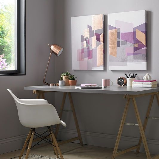 Frameless 2-piece painting 105390, Rose Gold Geos, Wall Art, Graham & Brown