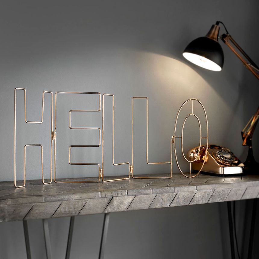 Metal decoration Rose Gold Hello 104029, Wall Art, Graham Brown