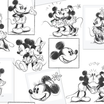 Kindertapete, Papiertapete, 102712, Mickey And Minnie Sketch, Kids@Home 6, Graham & Brown