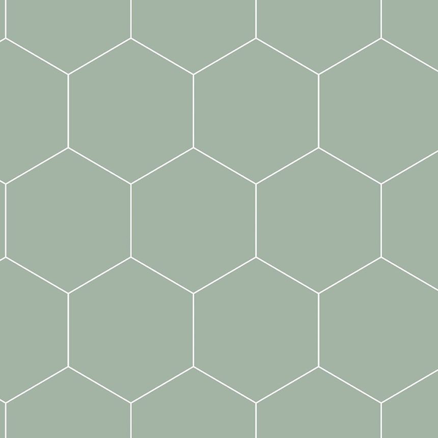 Grüne Vliestapete, geometrisches Muster 139227, Art Deco, Esta