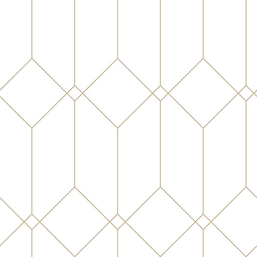 Weiße geometrische Vliestapete für die Wand, goldene Linien 139223, Art Deco, Esta