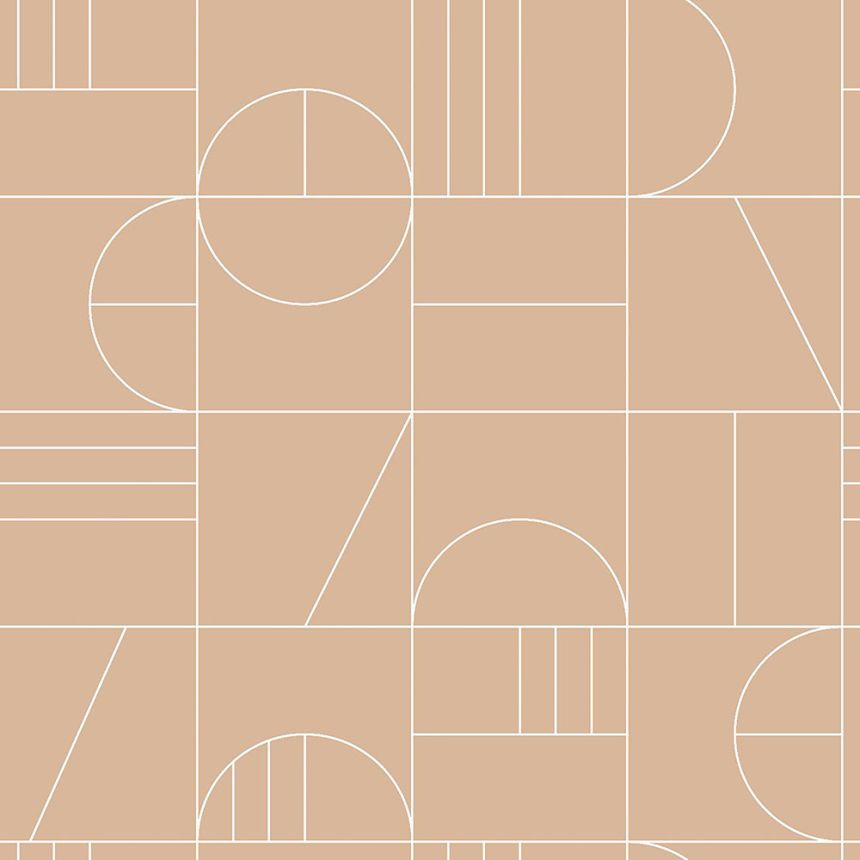 Braune Vliestapete für die Wand, geometrisches Muster 139208, Art Deco, Est