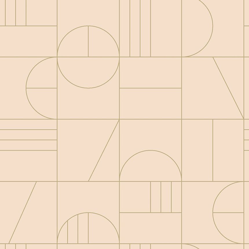 Beige Vliestapete für die Wand, geometrisches Muster 139206, Art Deco, Est
