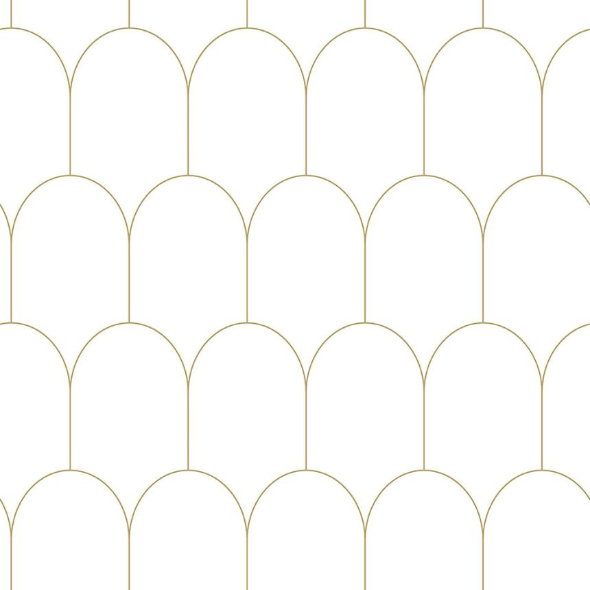 Weiße Vliestapete, geometrisches Bogenmuster 139139, Art Deco, Esta