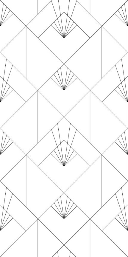 Vlies Fototapete, schwarz-weißes geometrisches Art-Deco-Muster 158934, 150x300cm, Black & White, Esta