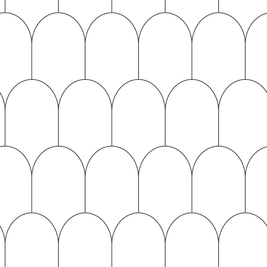 Weiße Vliestapete, geometrisches Bogenmuster 139140, Black & White, Esta