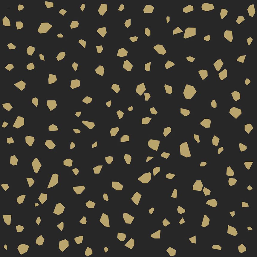 Schwarze Vliestapete, unregelmäßige Goldformen 139134, Black & White, Esta