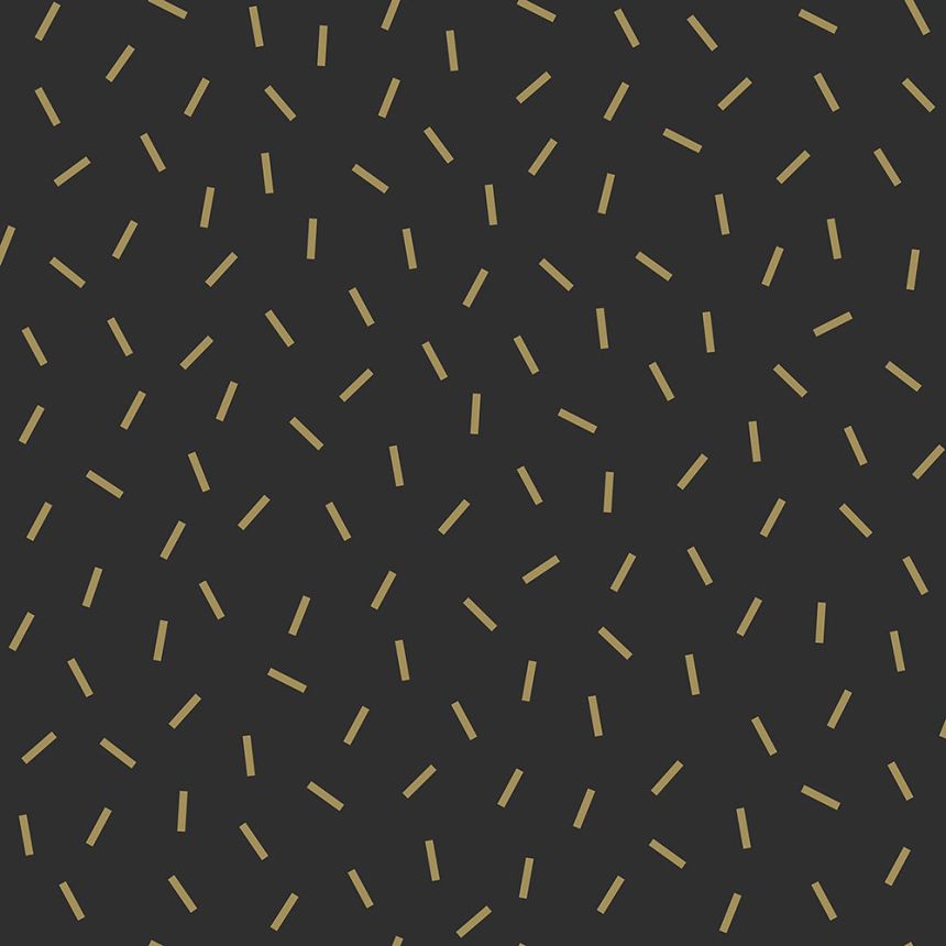 Schwarze Vliestapete mit goldenen Strichen 139128, Black & White, Esta