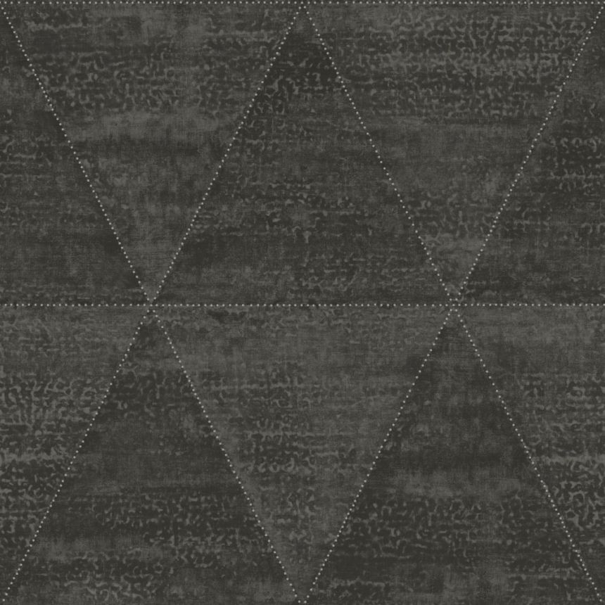 Grau-schwarze Metallic-Vliestapete, Imitation von Metalldreiecken 337605, Matières - Metal, Origin