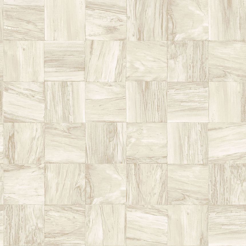 Grau-beige Vliestapete Holz, Holzimitat-Verkleidung 347517, Matières - Wood, Origin