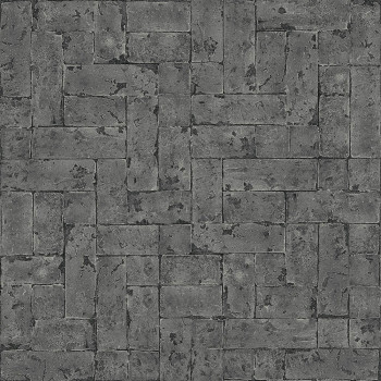 Dunkelgraue Vliestapete für die Wand, Imitation von Steinverkleidung 347571, Matières - Stone, Origin