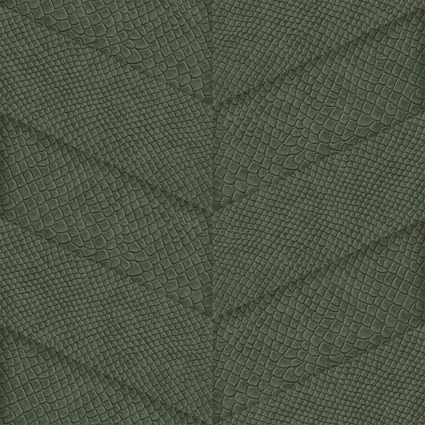 Grüne Vliestapete, Parkett-Ledermuster 347793, Luxury Skins, Origin