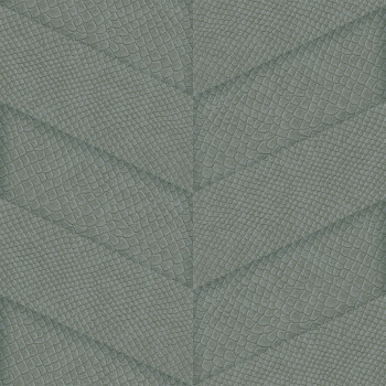 Graugrüne Vliestapete, Parkett-Ledermuster 347791, Luxury Skins, Origin