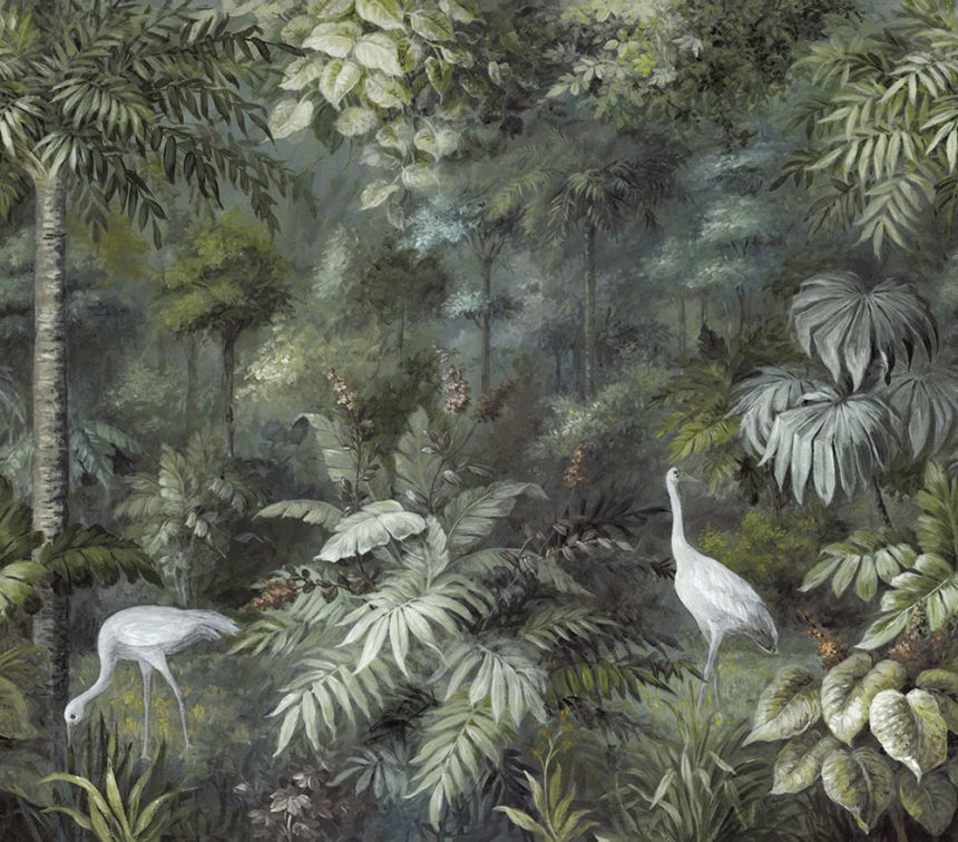 Vlies Fototapete Tropischer Wald, Palmen, Blätter, Vögel 317408, 318 x 280 cm, Oasis, Eijffinger