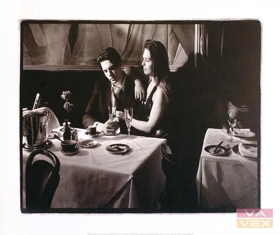 Poster 4599, Paar in einem Restaurant, Größe 30 x 40 cm
