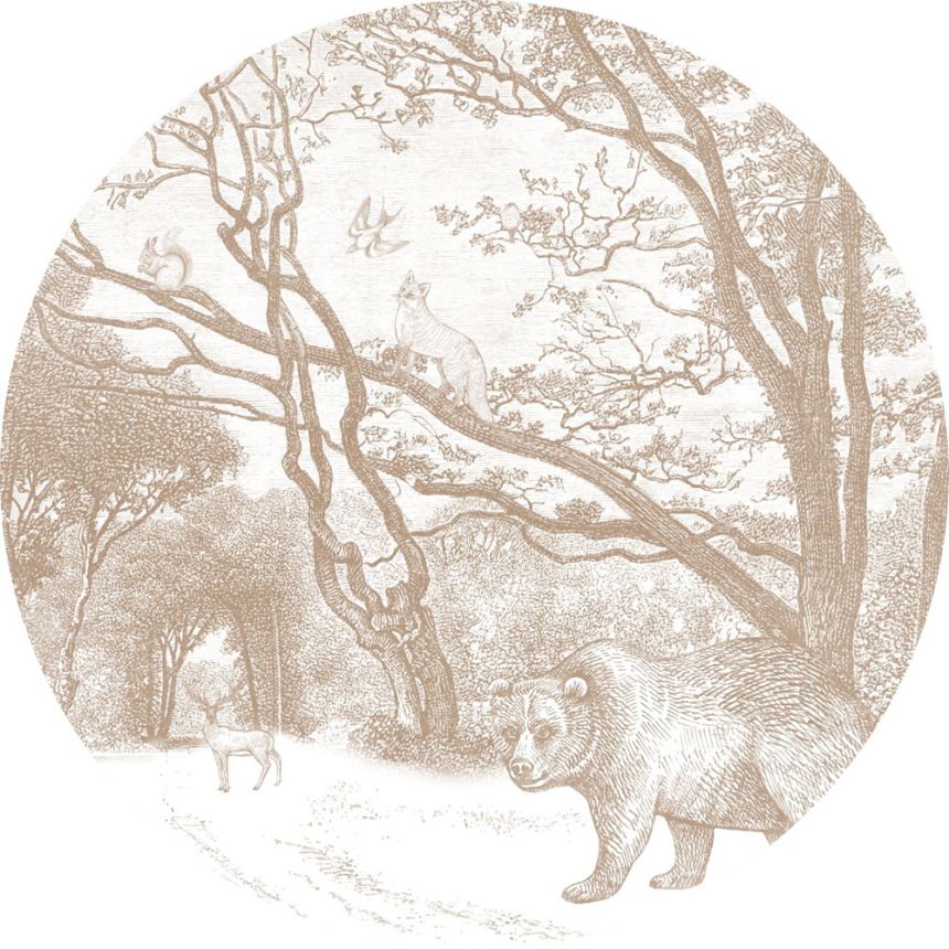 Selbstklebende kreisförmige Tapete Waldtiere, Wald 159085, Durchmesser 140 cm, Forest Friends, Esta