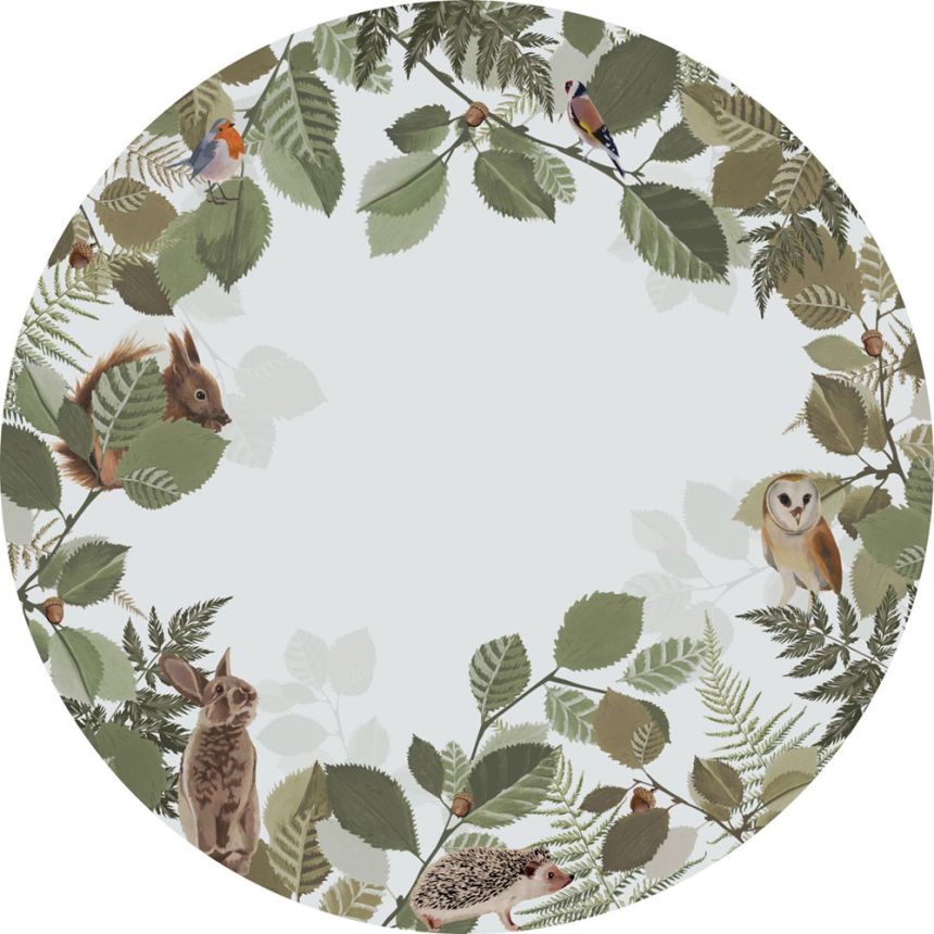 Selbstklebende kreisförmige Tapete Waldtiere 159069, Durchmesser 70 cm, Forest Friends, Esta