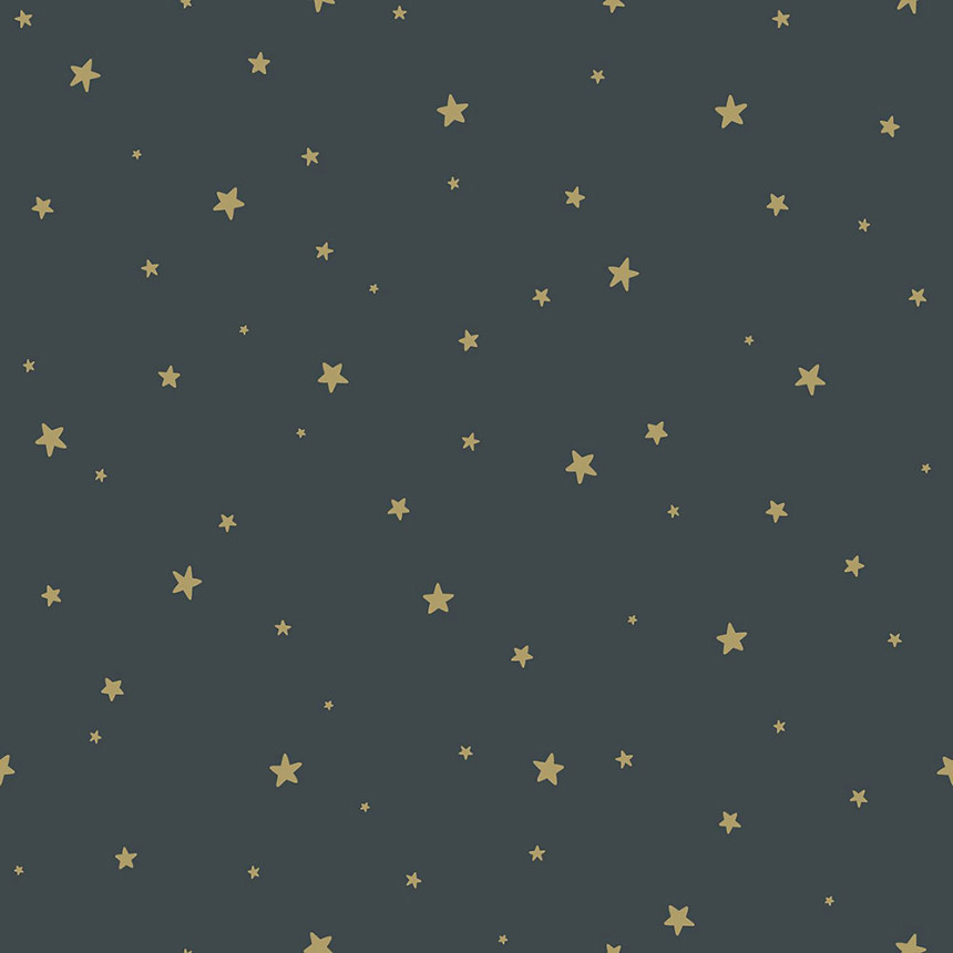 Graublaue Vliestapete mit goldenen Sternen 139261, Forest Friends, Esta