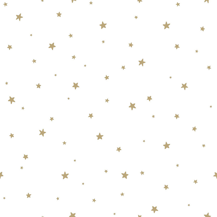 Vliestapete weiß mit goldenen Sternen 139259, Forest Friends, Esta