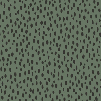Grüne Vliestapete für die Wand mit schwarzen unregelmäßigen Ovalen 139258, Forest Friends, Esta