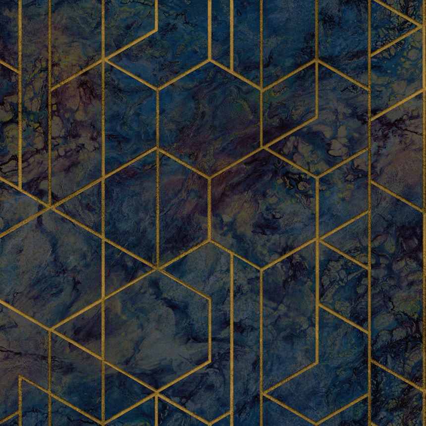 Geometrische marmorierte blaue Vliestapete für die Wand WL2503, Wanderlust, Grandeco