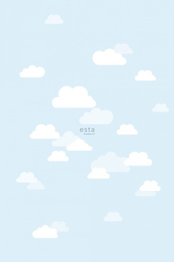 Vlies blaue Kindertapete mit weißen Wolken 158842, 1,86 x 2,79 m, Little Bandits, Esta