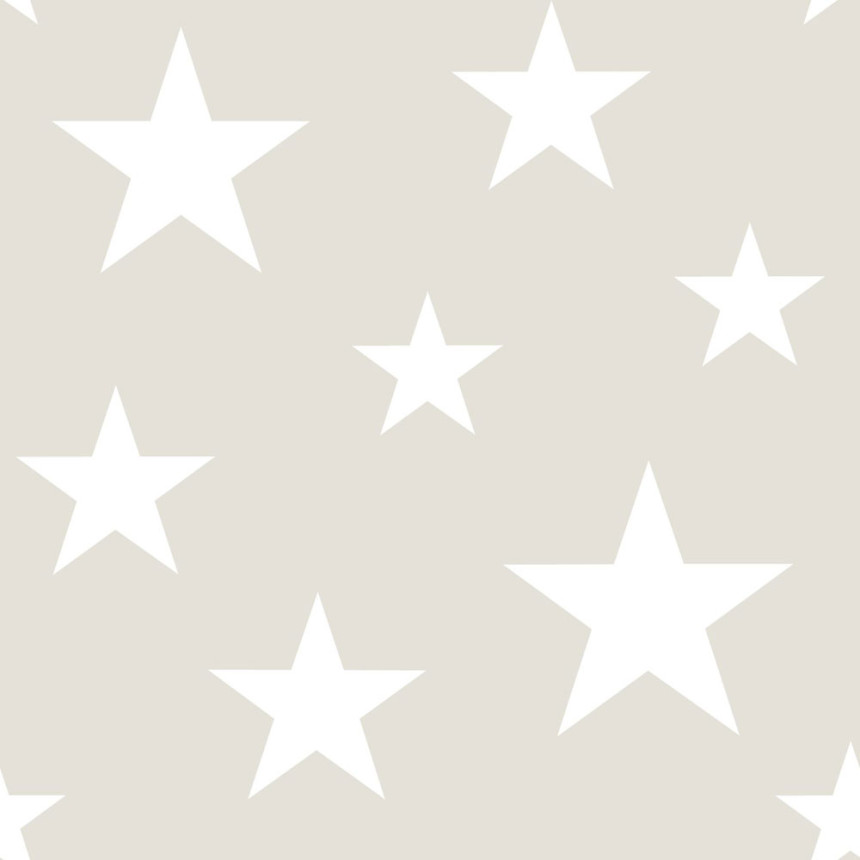 Graue Vliestapete für die Wand mit weißen Sternen 128866, Little Bandits, Esta