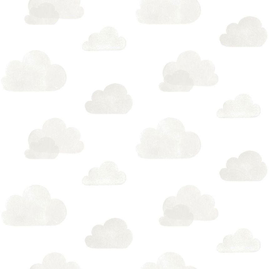 Vliestapete weiß mit grauen Wolken 138945, Little Bandits, Esta