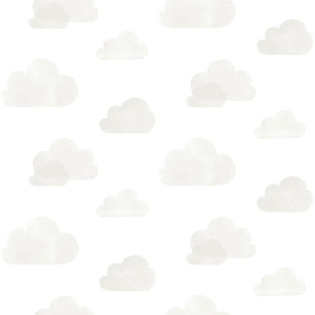 Vliestapete weiß mit grauen Wolken 138945, Little Bandits, Esta