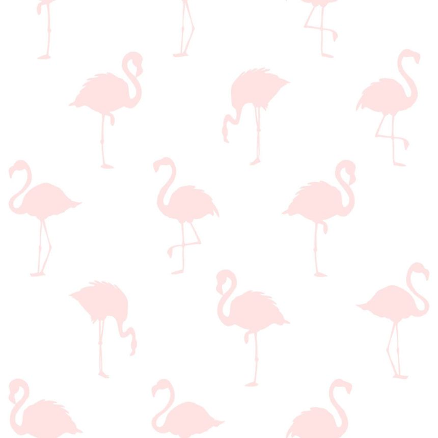 Weiße Vliestapete mit rosa Flamingos 138918, Little Bandits, Esta
