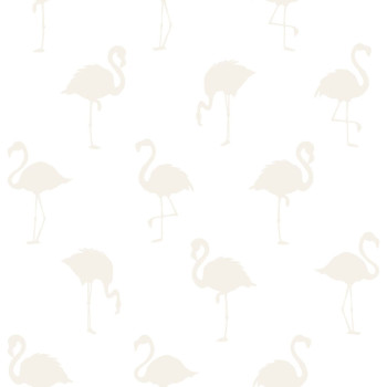 Weiße Vliestapete mit metallischem Flamingo-Muster 138917, Little Bandits, Esta