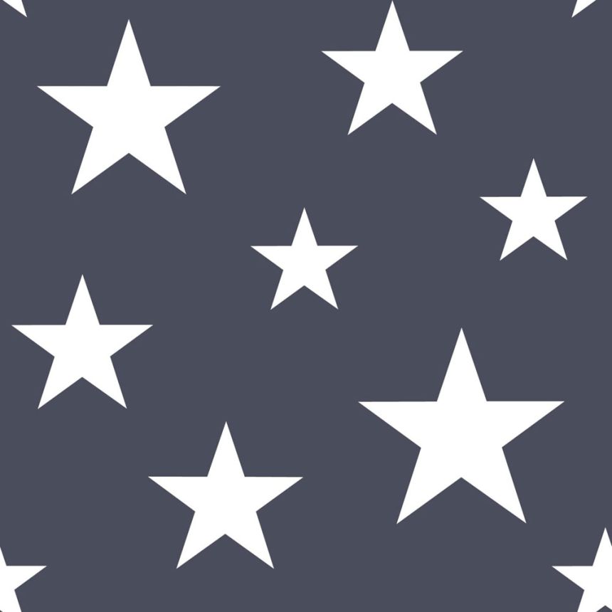 Dunkelblaue Vliestapete mit weißen Sternen 138933, Little Bandits, Esta