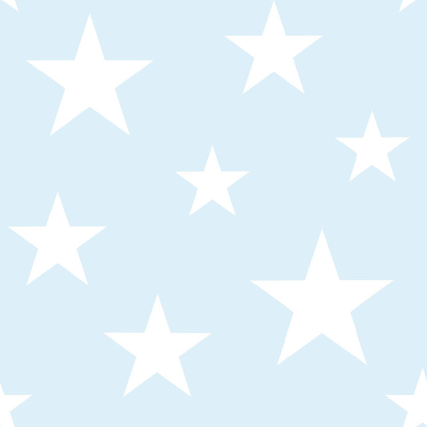 Hellblaue Vliestapete mit weißen Sternen 138932, Little Bandits, Esta