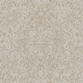 Ocker-beige Vliestapete, Damastmuster EE3104, Elementum, Grandeco