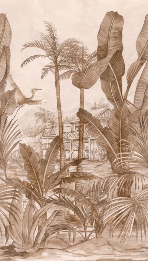 Tapete wandbilder Safari, Palmen, Blätter A53501, 159 x 280 cm, One roll, one motif, Grandeco