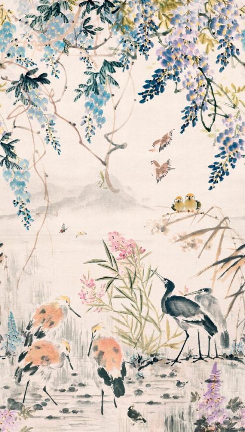 Fototapete, Vögel im japanischen Garten, A52301, 159 x 280 cm, One roll, one motif, Grandeco