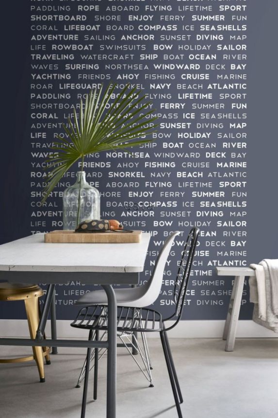 Blaue Fototapete mit text 158845, 186 x 279 cm, Regatta Crew, Esta Home