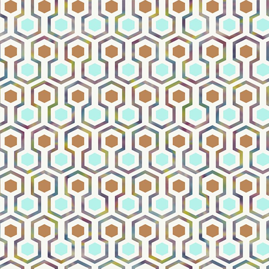 Geometrische Vliestapete mit farbigen Hexagonen GV24292, Good Vibes, Decoprint