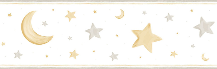 Selbstklebende Tapetenbordüre für Kinder Sterne, Mond 470-3, Pippo, ICH Wallcoverings