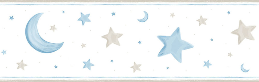 Selbstklebende Tapetenbordüre für Kinder Sterne, Mond 470-1, Pippo, ICH Wallcoverings