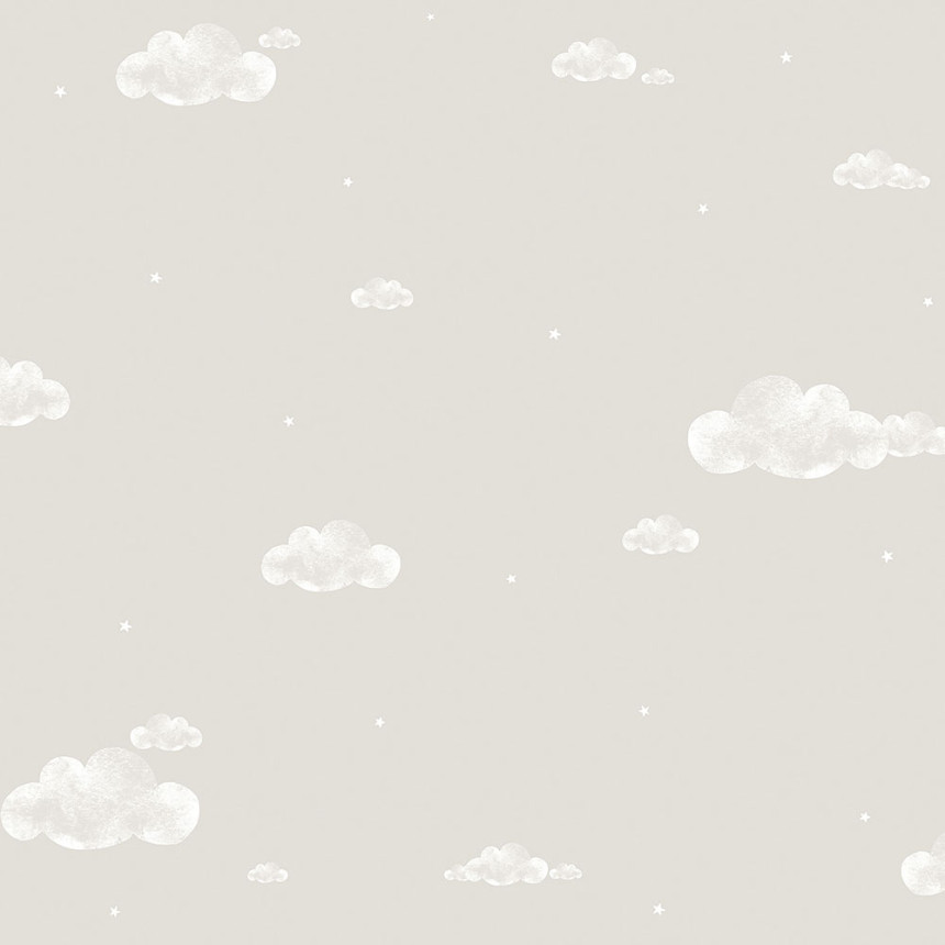 Graue Papiertapete, Wolken, Himmel, Sterne 458-4, Pippo, ICH Wallcoverings