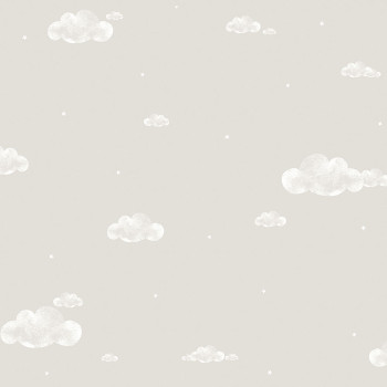 Graue Papiertapete, Wolken, Himmel, Sterne 458-4, Pippo, ICH Wallcoverings