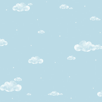 Blaue Papiertapete, Wolken, Himmel, Sterne 458-1, Pippo, ICH Wallcoverings