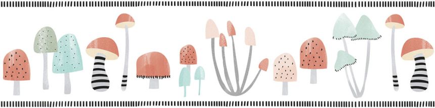 Selbstklebende Tapetenbordüre für Kinder mit Pilzen 3452-2, Oh lala, ICH Wallcoverings