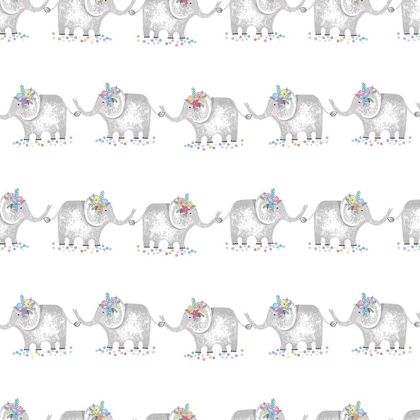 Papier Kindertapete mit Elefanten 3351-1, Oh lala, ICH Wallcoverings