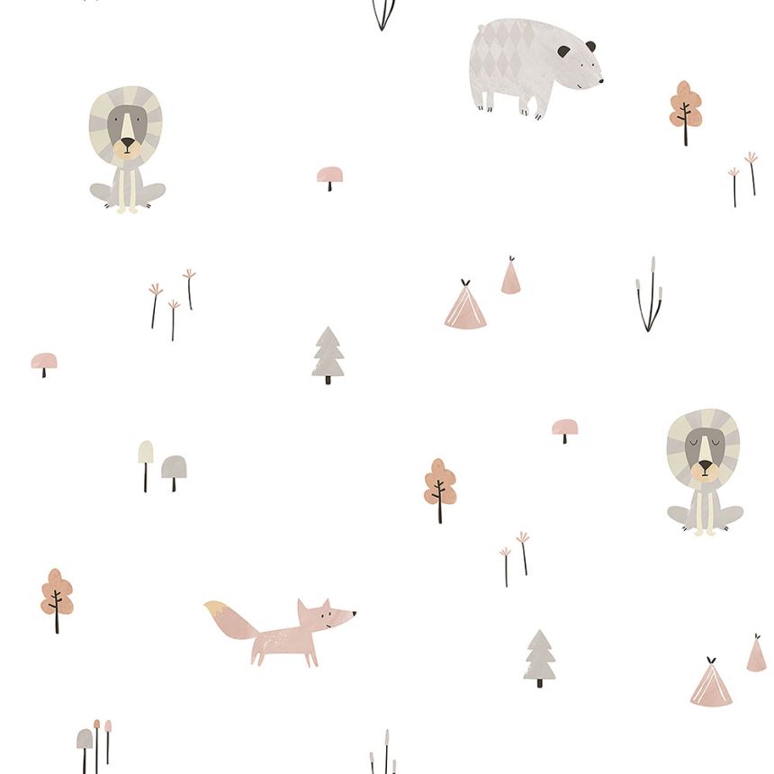 Papier Kindertapete mit Tieren im Wald 3350-3, Oh lala, ICH Wallcoverings